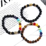 ONESING 2-12 Pcs Chakra Bracelets for Women Lava Rock 7 Chakras Crystals and Healing Stones Bracelets 8mm Crystal Bracelets Yoga Beaded Bracelets for Women Men Essential Oil Diffuser - Image 6